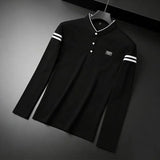 The Stripe Accent Long Sleeve Polo — Locryn Men