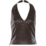 The Leather Rivet Halter Top — Locryn