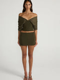 Off Shoulder Backless Top – Puff Sleeve Elegant Vacation Beachwear