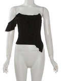 Irregular Ruffle Backless Tank Top – Slash Neck Patchwork Beach Vest