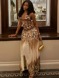 The Leopard Bandage Halter Maxi — Locryn