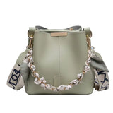 Women's Large Capacity Ribbon Chain Bucket Bag – Crossbody Shoulder Purse