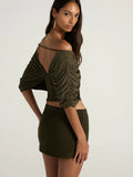 Off Shoulder Backless Top – Puff Sleeve Elegant Vacation Beachwear