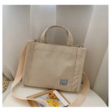 Corduroy Crossbody Tote Bag – Women's Casual Square Shoulder Travel Organizer Bag