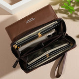 Men's Faux Leather Wallet – Double Layer Snap Closure with Card Holder & Photo Compartment