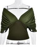 Off Shoulder Backless Top – Puff Sleeve Elegant Vacation Beachwear