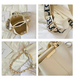 Women's Large Capacity Ribbon Chain Bucket Bag – Crossbody Shoulder Purse