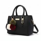 PU Leather Bucket Bag with Hairball Ornament – Women's Vintage Top Handle Crossbody Bag
