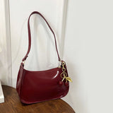 Women's PU Leather Shoulder Bag – Casual Commuter Handbag with Cherry Pendant