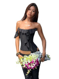 Irregular Ruffle Backless Tank Top – Slash Neck Patchwork Beach Vest