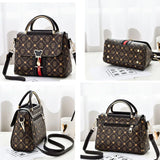 Women's Printed Monogram Shoulder Bag – PU Leather Single Shoulder Crossbody Handbag
