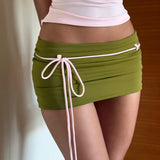 Pink Green Contrast Cami Top & Mini Skirt Set – Y2K Cute 2-Piece Summer Going Out Party Outfit