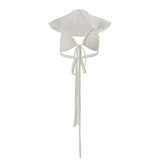 Knitted Crop Top with Flutter Sleeves & Beaded Collar – Lace-Up Tie Side Y2K Vacation Going Out Top