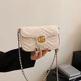 Women's Small Square Chain Crossbody Bag – Luxury Embroidered Check Shoulder Handbag