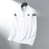 The Stripe Accent Long Sleeve Polo — Locryn Men