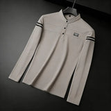 The Stripe Accent Long Sleeve Polo — Locryn Men