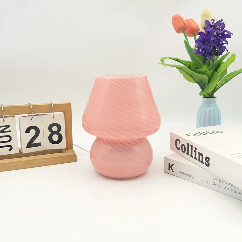 Luminária Cogumelo de Vidro Retrô