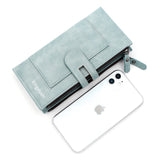 Women's Long PU Leather Wallet – Multi-Card Phone Bag with Hasp Closure
