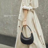 Women's Crescent Soft Leather Shoulder Bag – Elegant Commuter Crossbody