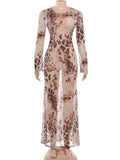 The Leopard Mesh Bell Sleeve Dress — Locryn