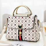 Women's Printed Monogram Shoulder Bag – PU Leather Single Shoulder Crossbody Handbag