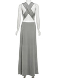 Cross Backless Knot Split Dress – Sleeveless Ruched Beach Clubwear