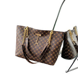 Women's Fashion Print Large Capacity Shoulder Tote Bag – Shopping Bag with Pendant