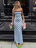Polka Dot Halter Neck Backless Maxi Dress – Bodycon Sleeveless Birthday Party Dress