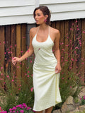 Polka Dot Satin Halter Backless Midi Skirt Set – Women's Matching 2-Piece Casual Summer Outfit