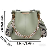 Women's Large Capacity Ribbon Chain Bucket Bag – Crossbody Shoulder Purse