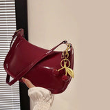Women's PU Leather Shoulder Bag – Casual Commuter Handbag with Cherry Pendant