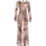 The Leopard Mesh Bell Sleeve Dress — Locryn