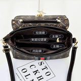Women's Printed Monogram Shoulder Bag – PU Leather Single Shoulder Crossbody Handbag