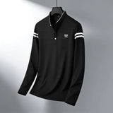 The Stripe Accent Long Sleeve Polo — Locryn Men