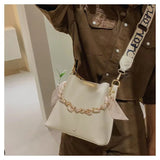 Women's Large Capacity Ribbon Chain Bucket Bag – Crossbody Shoulder Purse