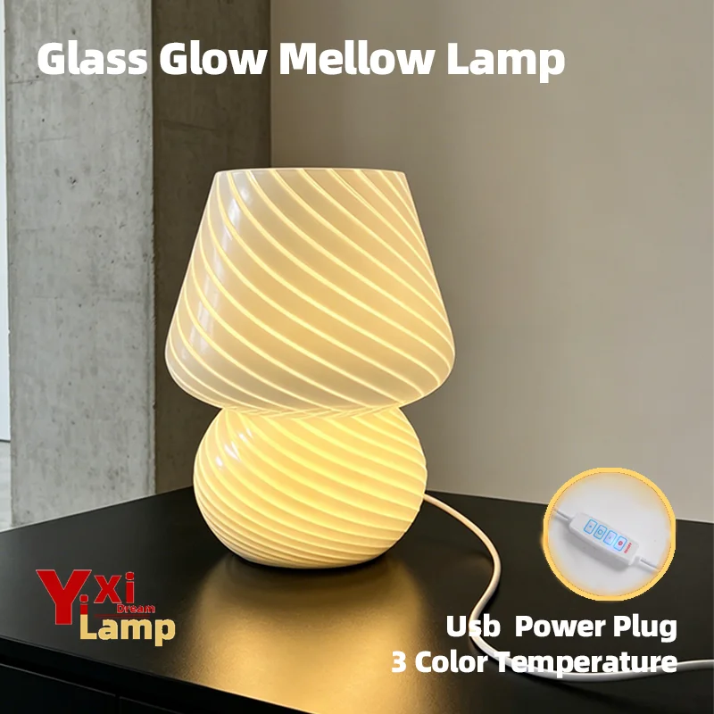 Luminária Cogumelo de Vidro Retrô