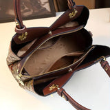 Vintage Floral PU Leather Tote Bag – Women's Crossbody Handbag