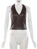 The Leather Rivet Halter Top — Locryn