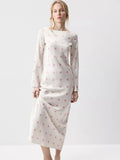 Polka Dot Long Sleeve Maxi Dress – Slim Elegant Evening Party Dress