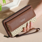 Men's Faux Leather Wallet – Double Layer Snap Closure with Card Holder & Photo Compartment