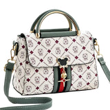 Women's Printed Monogram Shoulder Bag – PU Leather Single Shoulder Crossbody Handbag