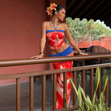 Floral Print Halter Crop Top & Maxi Skirt Set – Backless 2-Piece Beach Vacation Outfit